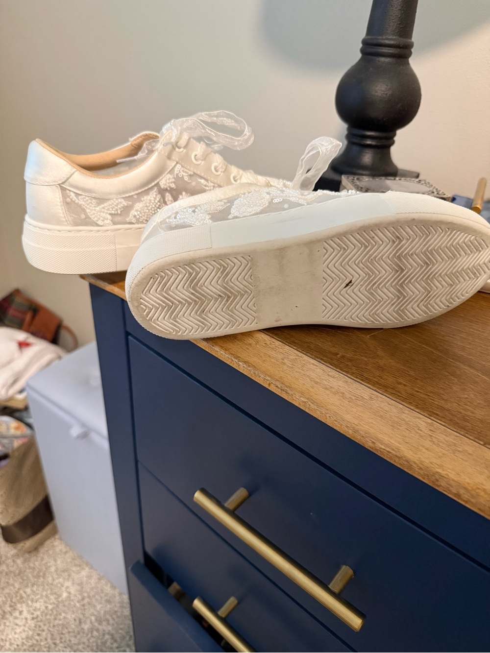 Betsey Johnson Ivory Lace Platform Sneakers - Picture 2 of 2